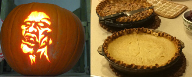 carved pumpkin, pumpkin pie